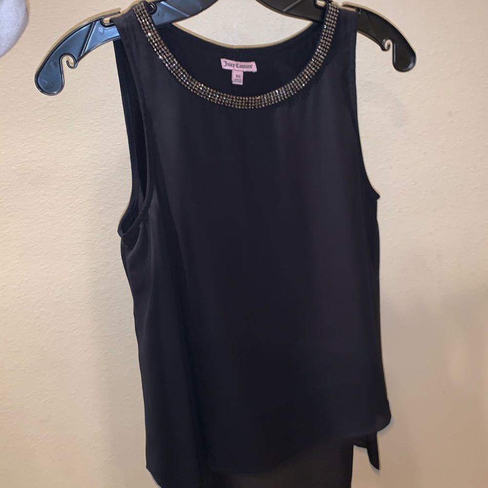 Juicy Couture embellished neckline black top